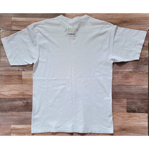 Vtg GH Bass&Co Graphic T-Shirt White Sz L Made In USA Short Sleeve Single Stitch - Picture 7 of 10
